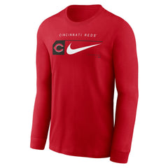 Cincinnati Reds Nike Local Logo Swoosh Lockup Long Sleeve T-Shirt - MLB T-shirts