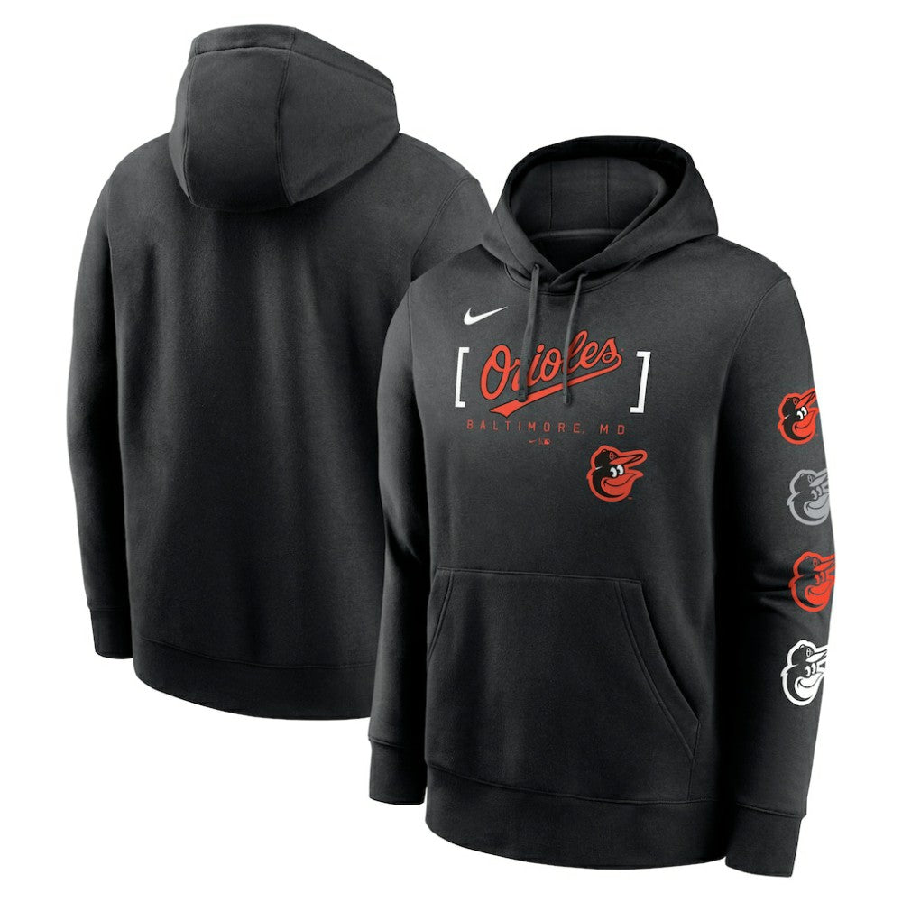 Baltimore Orioles Nike Club Stack Pullover Hoodie - MLB Hoodies