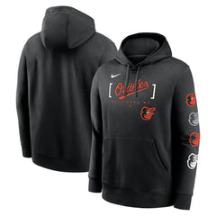 Baltimore Orioles Nike Club Stack Pullover Hoodie - MLB Hoodies