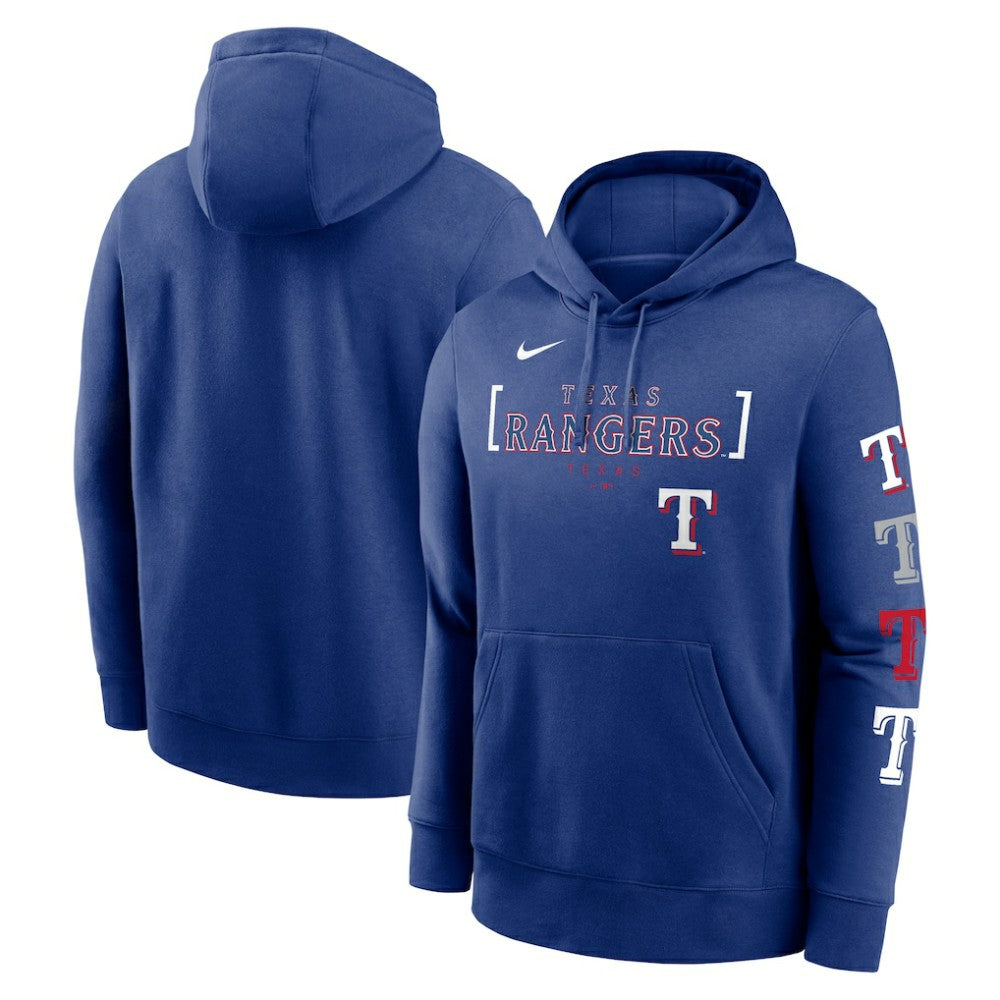 Texas Rangers Nike Club Stack Pullover Hoodie - MLB Hoodies