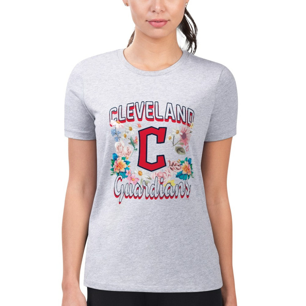 Cleveland Guardians G-III 4Her by Carl Banks Women's Super-Slim Fit Lightweight Flowers Graphic T-Shirt - MLB T-shirts