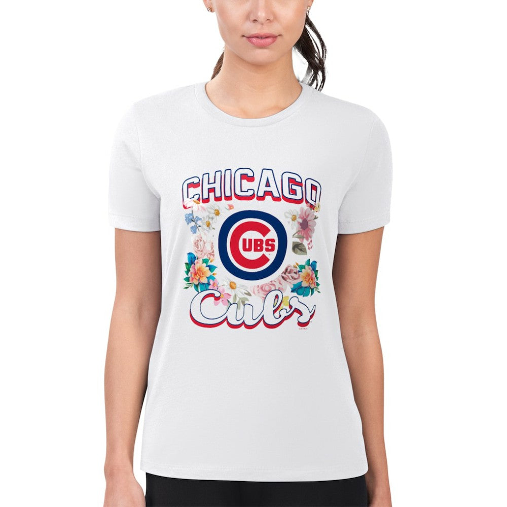 Chicago Cubs G-III 4Her by Carl Banks Women's Super-Slim Fit Lightweight Flowers Graphic T-Shirt - MLB T-shirts
