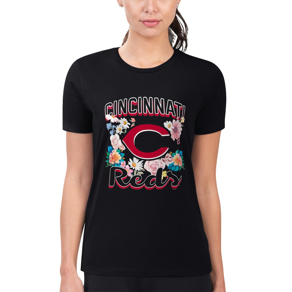 Cincinnati Reds G-III 4Her by Carl Banks Women's Super-Slim Fit Lightweight Flowers Graphic T-Shirt - MLB T-shirts