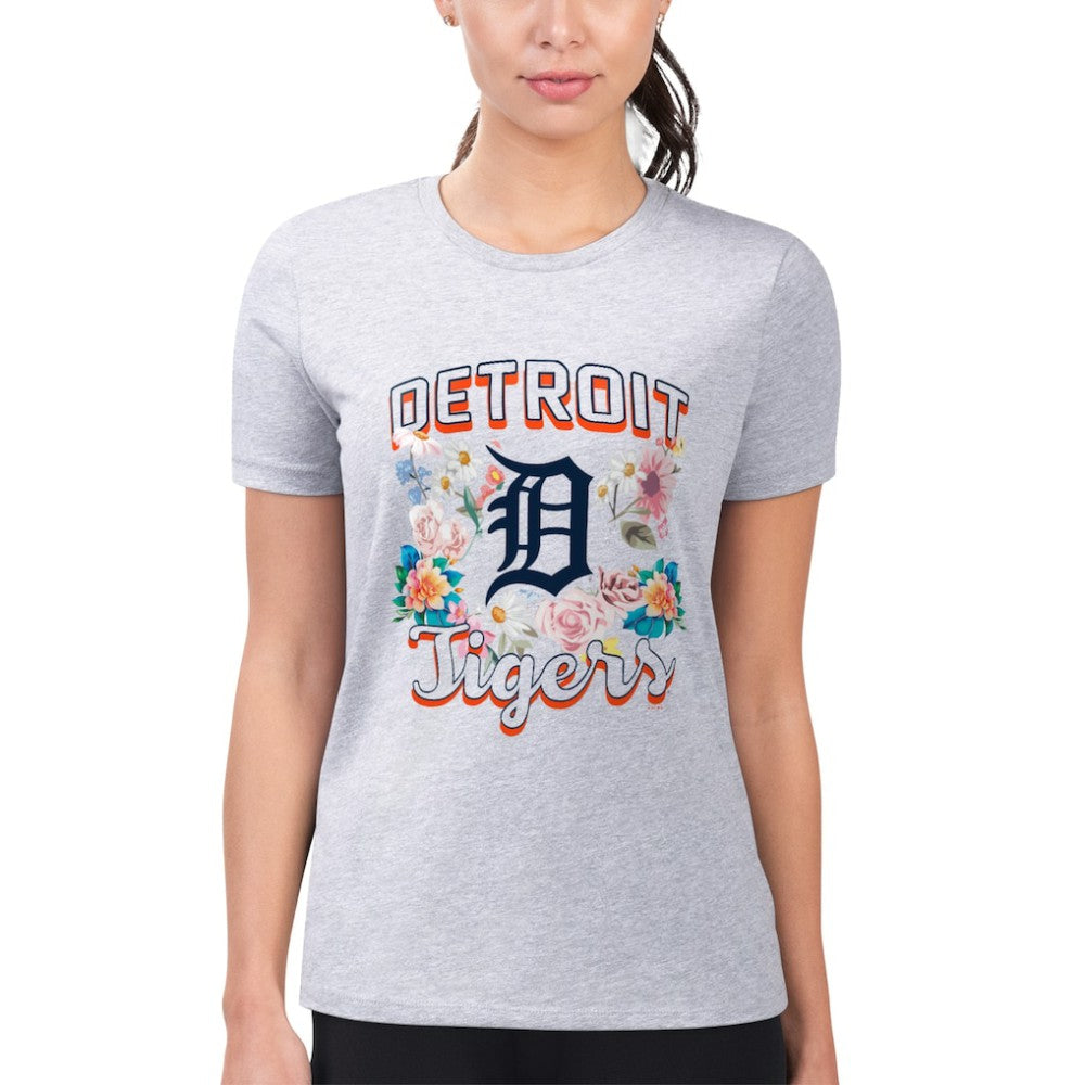 Detroit Tigers G-III 4Her by Carl Banks Women's Super-Slim Fit Lightweight Flowers Graphic T-Shirt - MLB T-shirts
