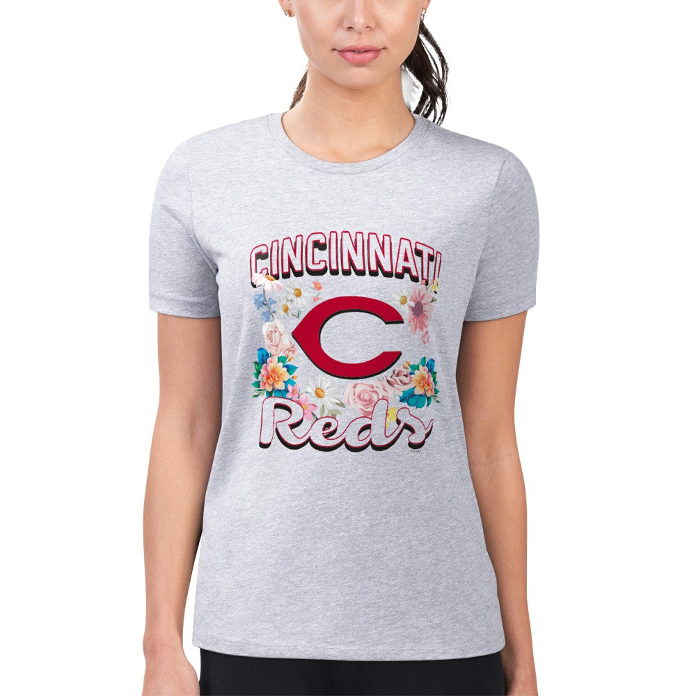 Cincinnati Reds G-III 4Her by Carl Banks Women's Super-Slim Fit Lightweight Flowers Graphic T-Shirt - MLB T-shirts