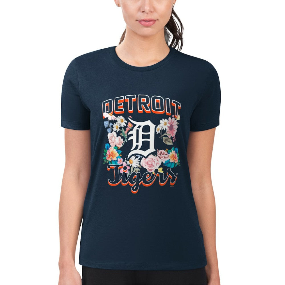 Detroit Tigers G-III 4Her by Carl Banks Women's Super-Slim Fit Lightweight Flowers Graphic T-Shirt - MLB T-shirts