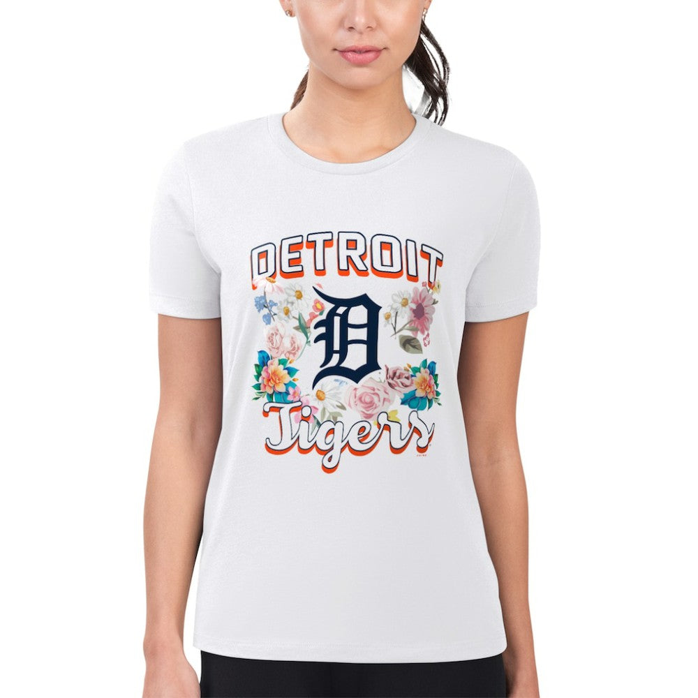 Detroit Tigers G-III 4Her by Carl Banks Women's Super-Slim Fit Lightweight Flowers Graphic T-Shirt - MLB T-shirts