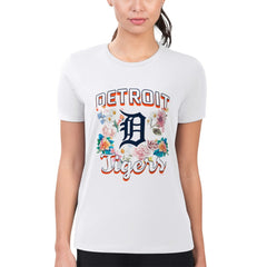 Detroit Tigers G-III 4Her by Carl Banks Women's Super-Slim Fit Lightweight Flowers Graphic T-Shirt - MLB T-shirts