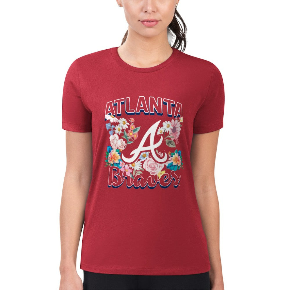 Atlanta Braves G-III 4Her by Carl Banks Women's Super-Slim Fit Lightweight Flowers Graphic T-Shirt - MLB T-shirts