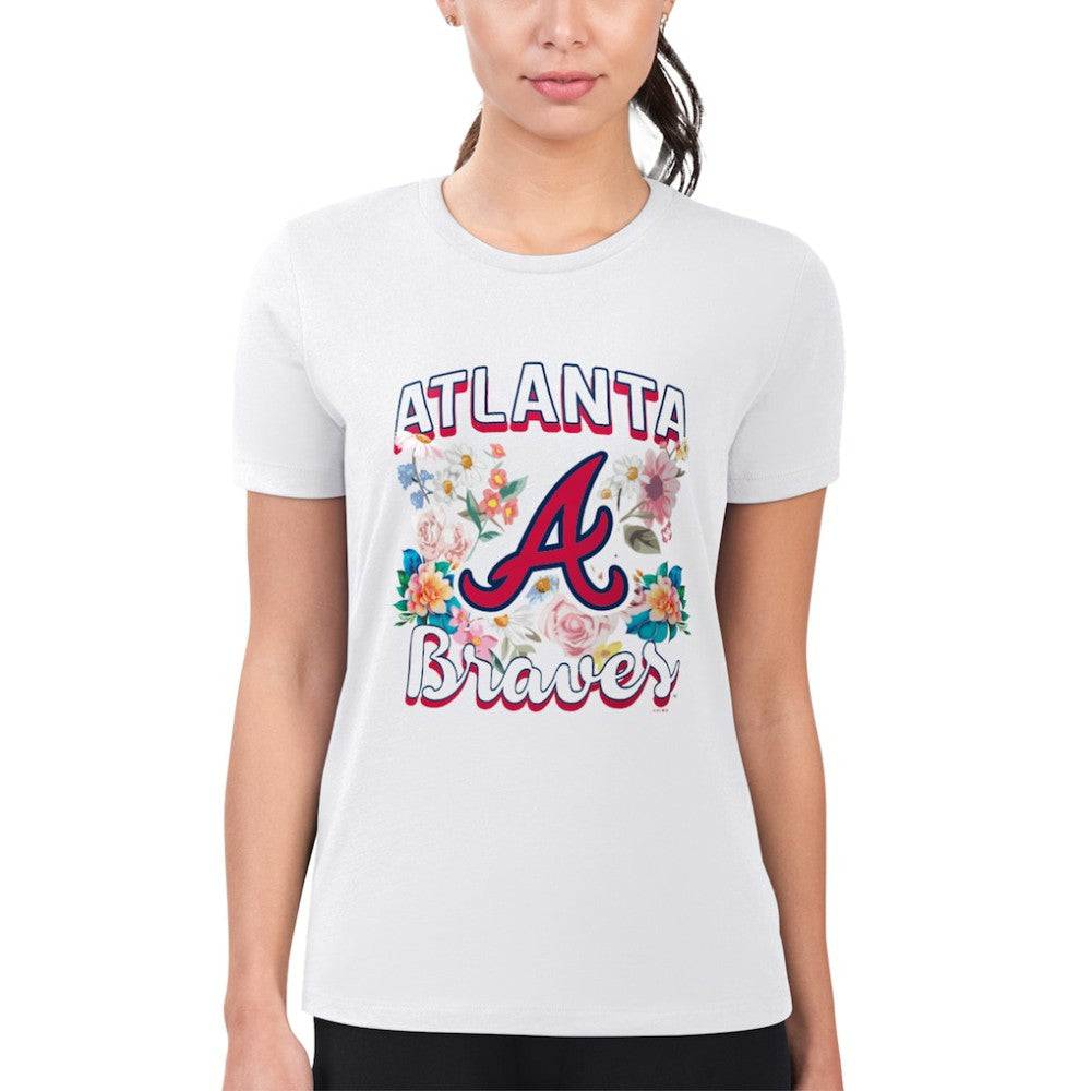 Atlanta Braves G-III 4Her by Carl Banks Women's Super-Slim Fit Lightweight Flowers Graphic T-Shirt - MLB T-shirts