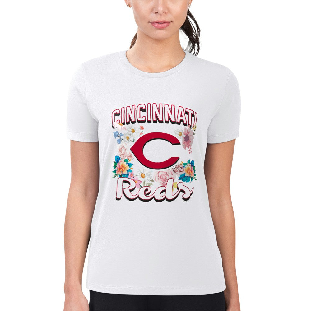 Cincinnati Reds G-III 4Her by Carl Banks Women's Super-Slim Fit Lightweight Flowers Graphic T-Shirt - MLB T-shirts