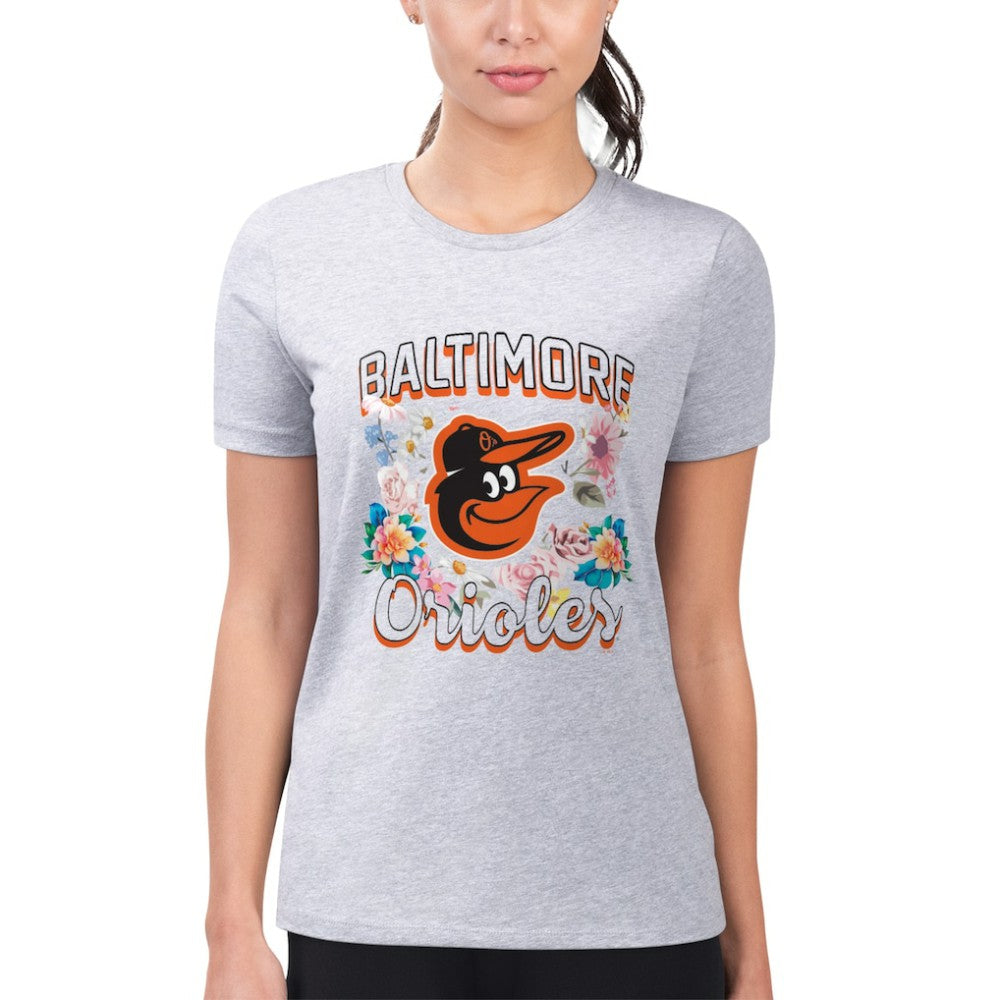 Baltimore Orioles G-III 4Her by Carl Banks Women's Super-Slim Fit Lightweight Flowers Graphic T-Shirt - MLB T-shirts