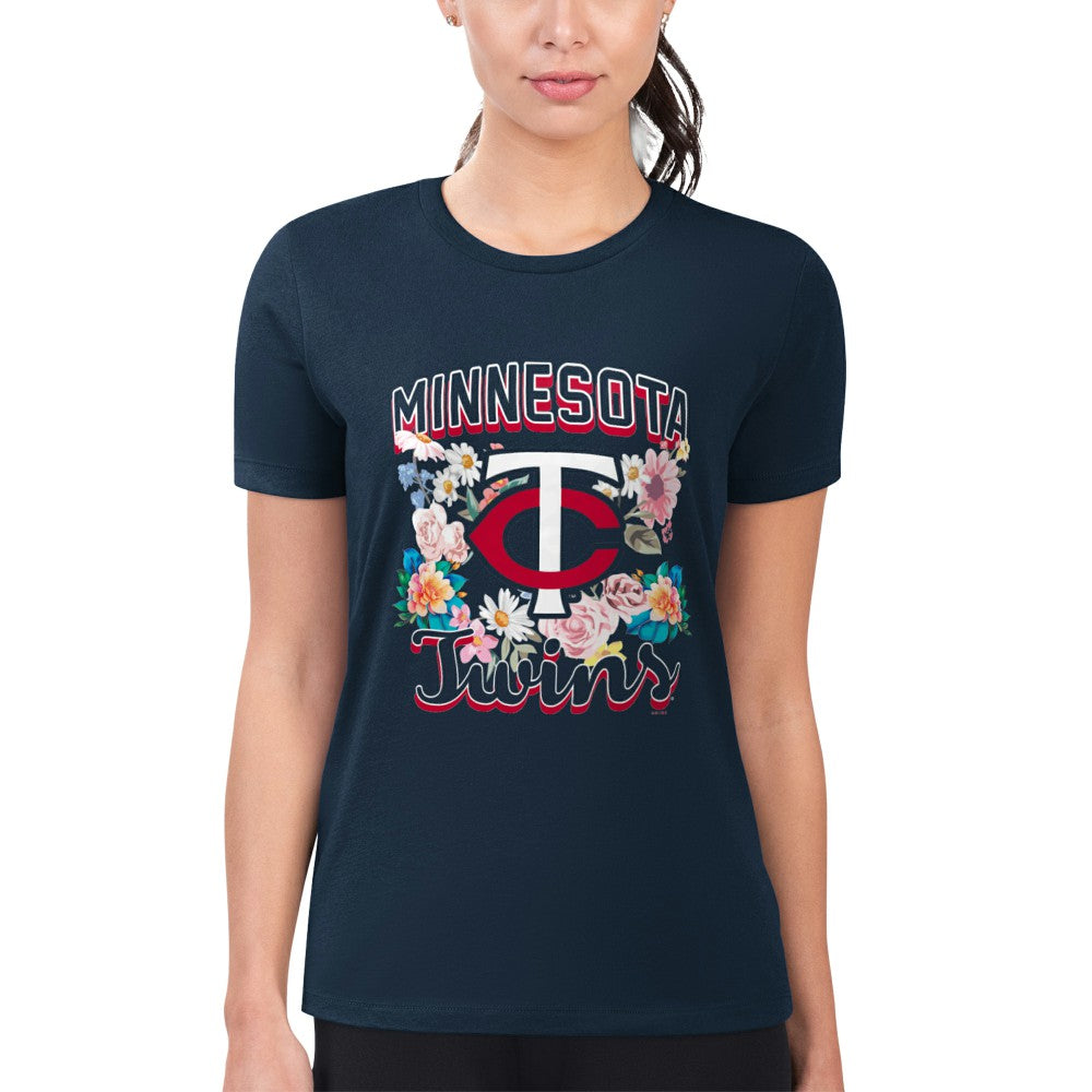 Minnesota Twins G-III 4Her by Carl Banks Women's Super-Slim Fit Lightweight Flowers Graphic T-Shirt - MLB T-shirts