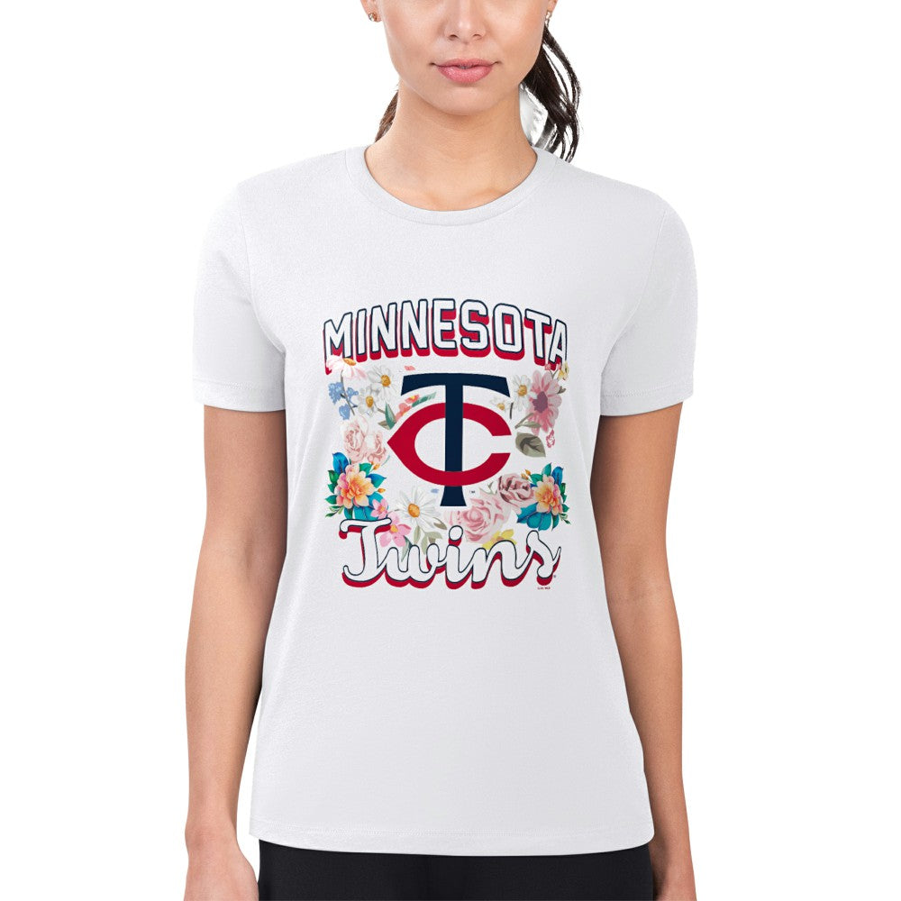 Minnesota Twins G-III 4Her by Carl Banks Women's Super-Slim Fit Lightweight Flowers Graphic T-Shirt - MLB T-shirts