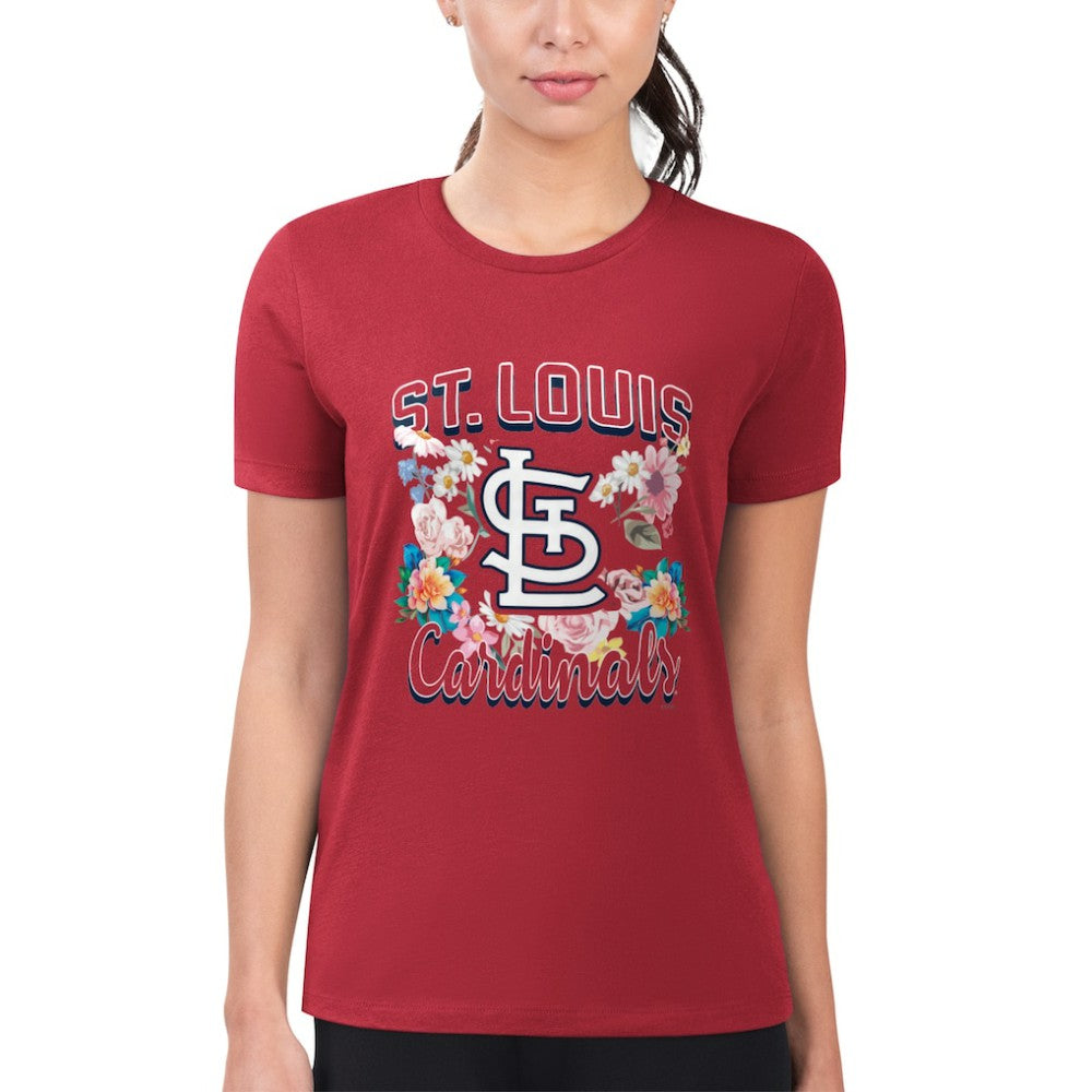 St. Louis Cardinals G-III 4Her by Carl Banks Women's Super-Slim Fit Lightweight Flowers Graphic T-Shirt - MLB T-shirts