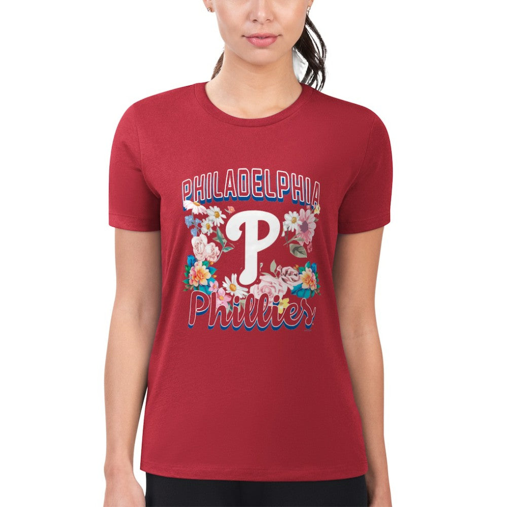 Philadelphia Phillies G-III 4Her by Carl Banks Women's Super-Slim Fit Lightweight Flowers Graphic T-Shirt - MLB T-shirts