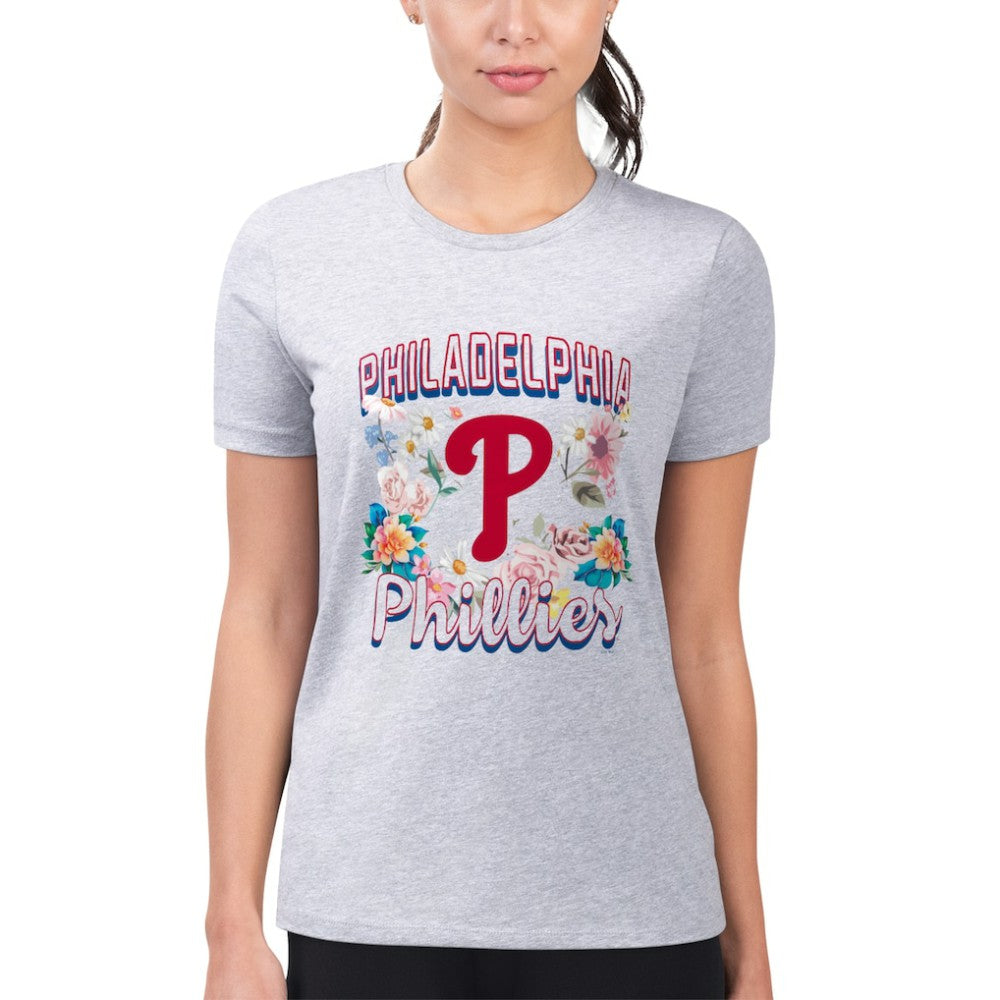 Philadelphia Phillies G-III 4Her by Carl Banks Women's Super-Slim Fit Lightweight Flowers Graphic T-Shirt - MLB T-shirts