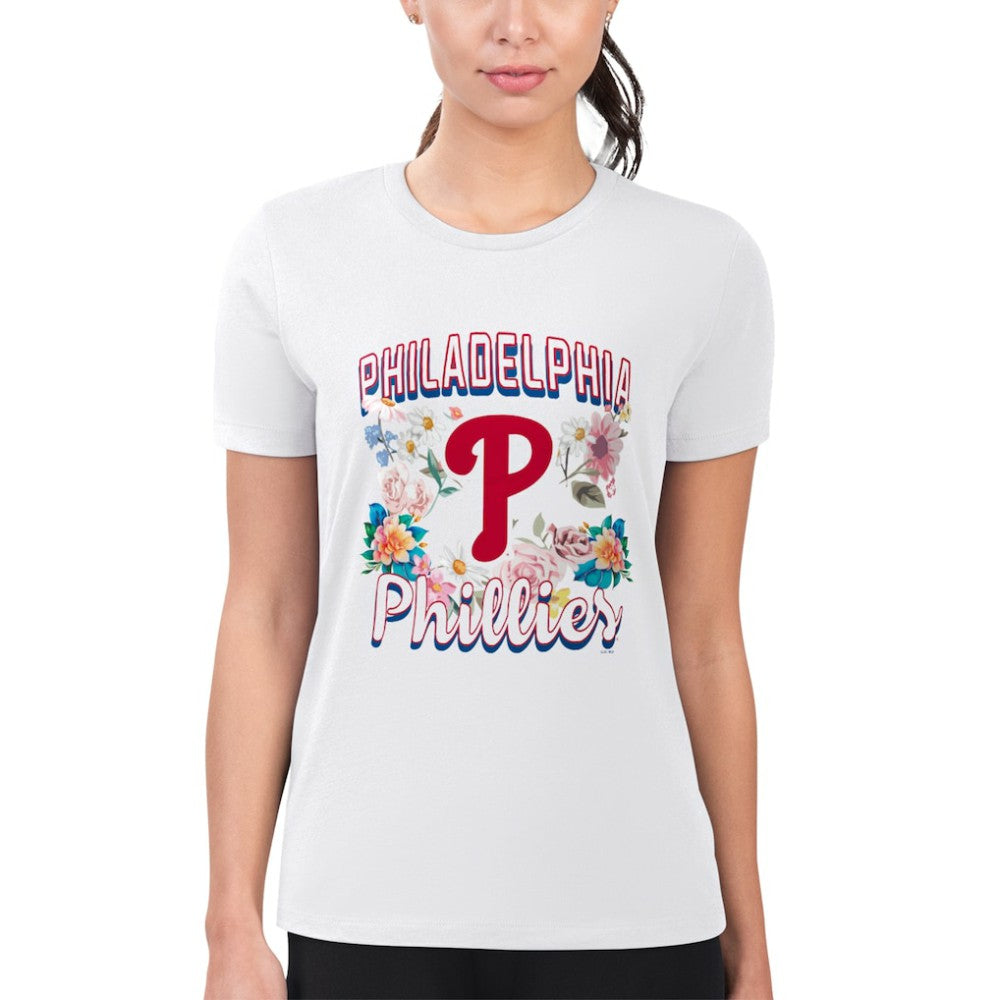Philadelphia Phillies G-III 4Her by Carl Banks Women's Super-Slim Fit Lightweight Flowers Graphic T-Shirt - MLB T-shirts