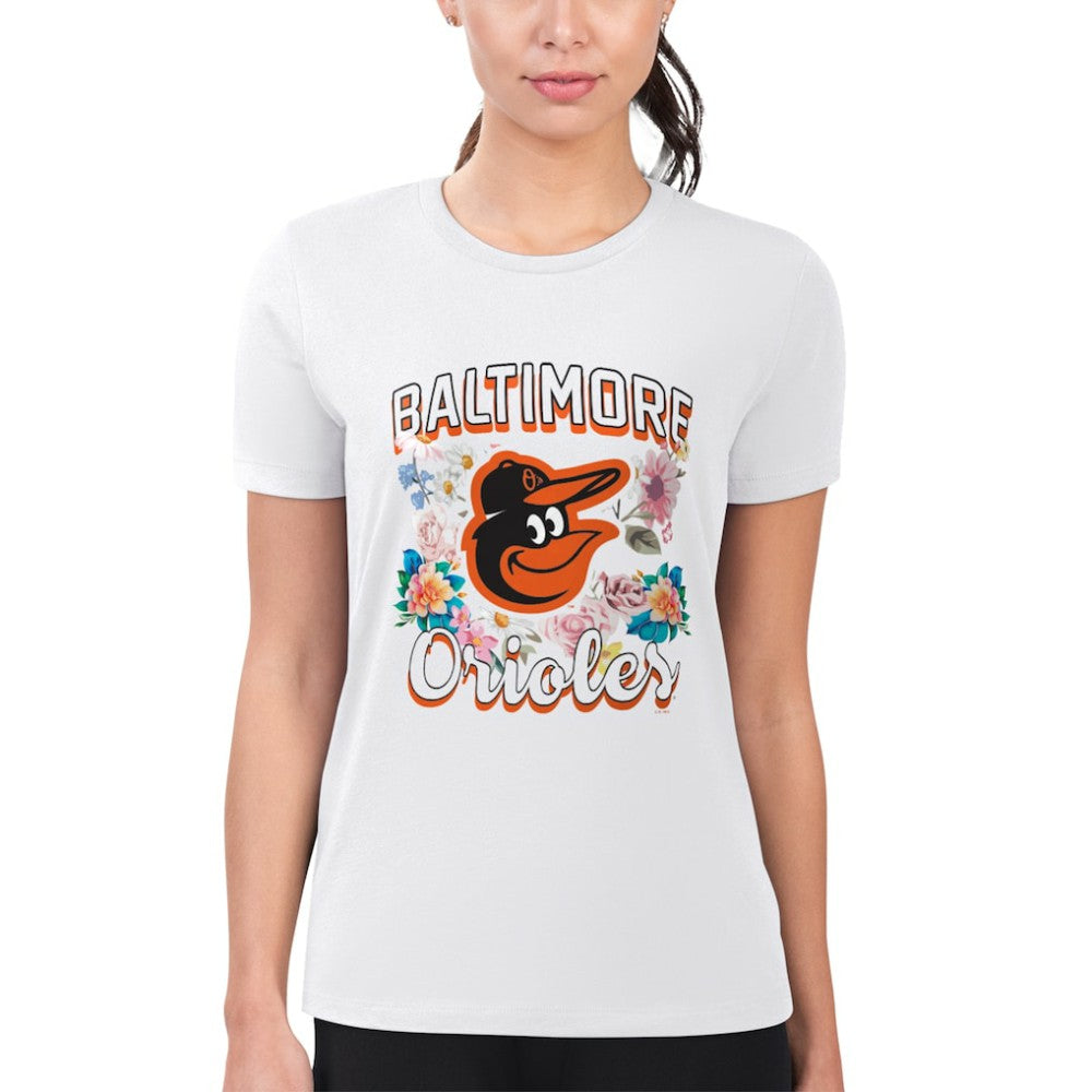 Baltimore Orioles G-III 4Her by Carl Banks Women's Super-Slim Fit Lightweight Flowers Graphic T-Shirt - MLB T-shirts