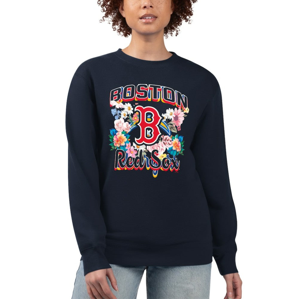Boston Red Sox G-III 4Her by Carl Banks Women's Flowers Graphic Pullover Sweatshirt - MLB Pullover