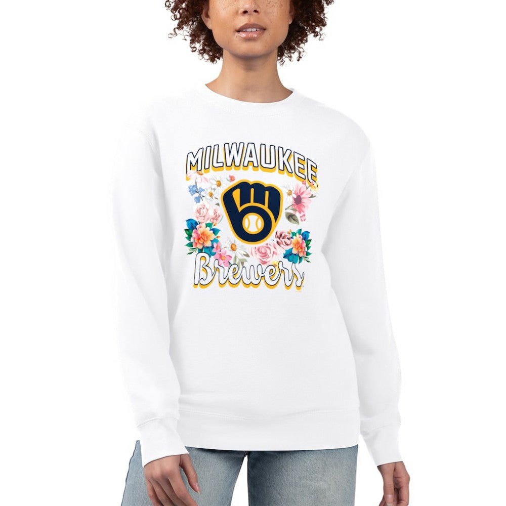Milwaukee Brewers G-III 4Her by Carl Banks Women's Flowers Graphic Pullover Sweatshirt - MLB Pullover
