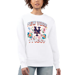 New York Mets G-III 4Her by Carl Banks Women's Flowers Graphic Pullover Sweatshirt - MLB Pullover