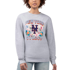 New York Mets G-III 4Her by Carl Banks Women's Flowers Graphic Pullover Sweatshirt - MLB Pullover