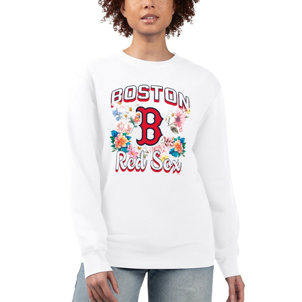 Boston Red Sox G-III 4Her by Carl Banks Women's Flowers Graphic Pullover Sweatshirt - MLB Pullover
