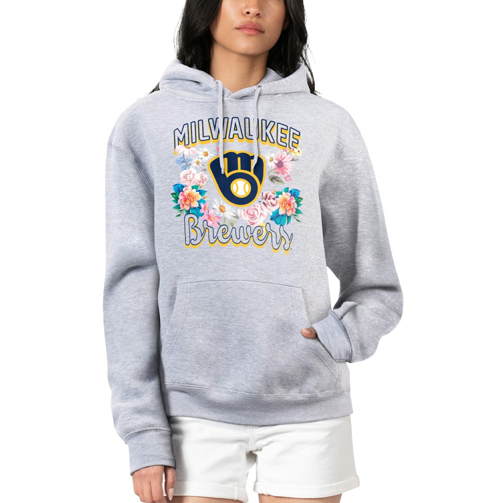 Milwaukee Brewers G-III 4Her by Carl Banks Women's Flowers Graphic Pullover Hoodie - MLB Hoodies