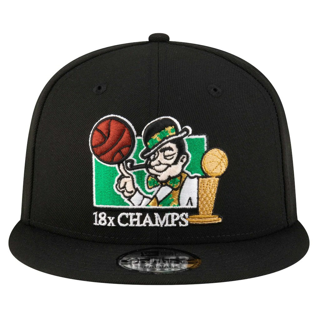 Black Boston Celtics Lucky 18x Champs 9FIFTY Snapback Hat | NBA