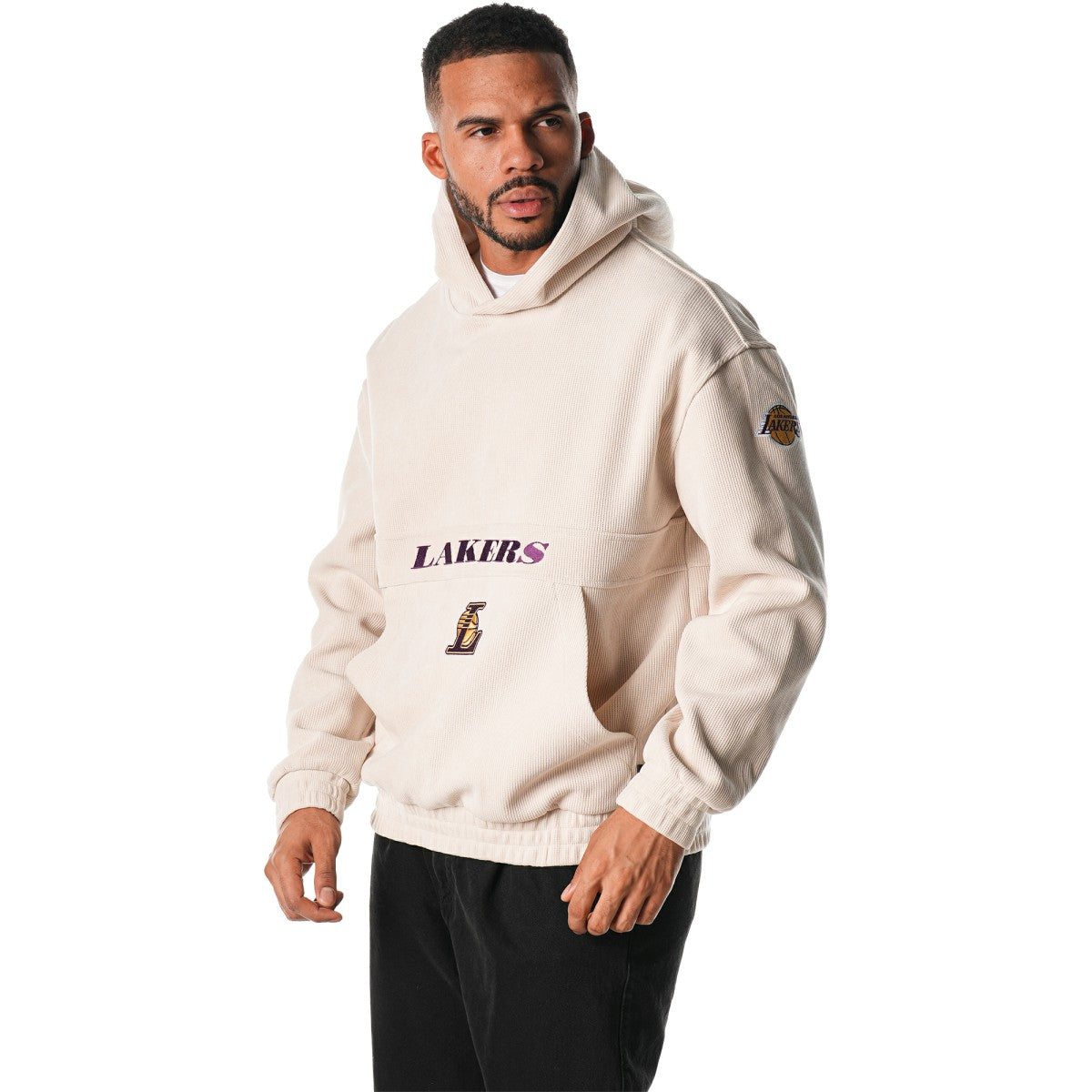 Cream Los Angeles Lakers The Wild Collective Unisex Corduroy Tri-Blend Pullover Hoodie | NBA