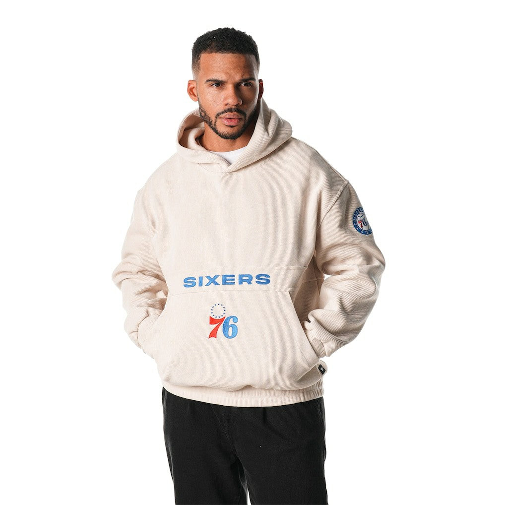 Cream Philadelphia 76ers The Wild Collective Unisex Corduroy Tri-Blend Pullover Hoodie | NBA
