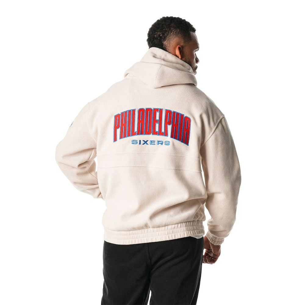 Cream Philadelphia 76ers The Wild Collective Unisex Corduroy Tri-Blend Pullover Hoodie | NBA