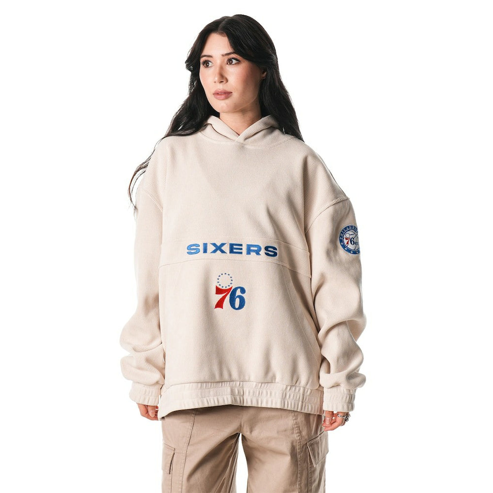 Cream Philadelphia 76ers The Wild Collective Unisex Corduroy Tri-Blend Pullover Hoodie | NBA