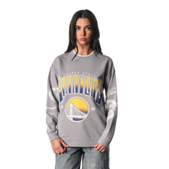 Heather Gray Golden State Warriors The Wild Collective Women's Bleached Tie-Dye Pullover Sweatshirt sale | NBA