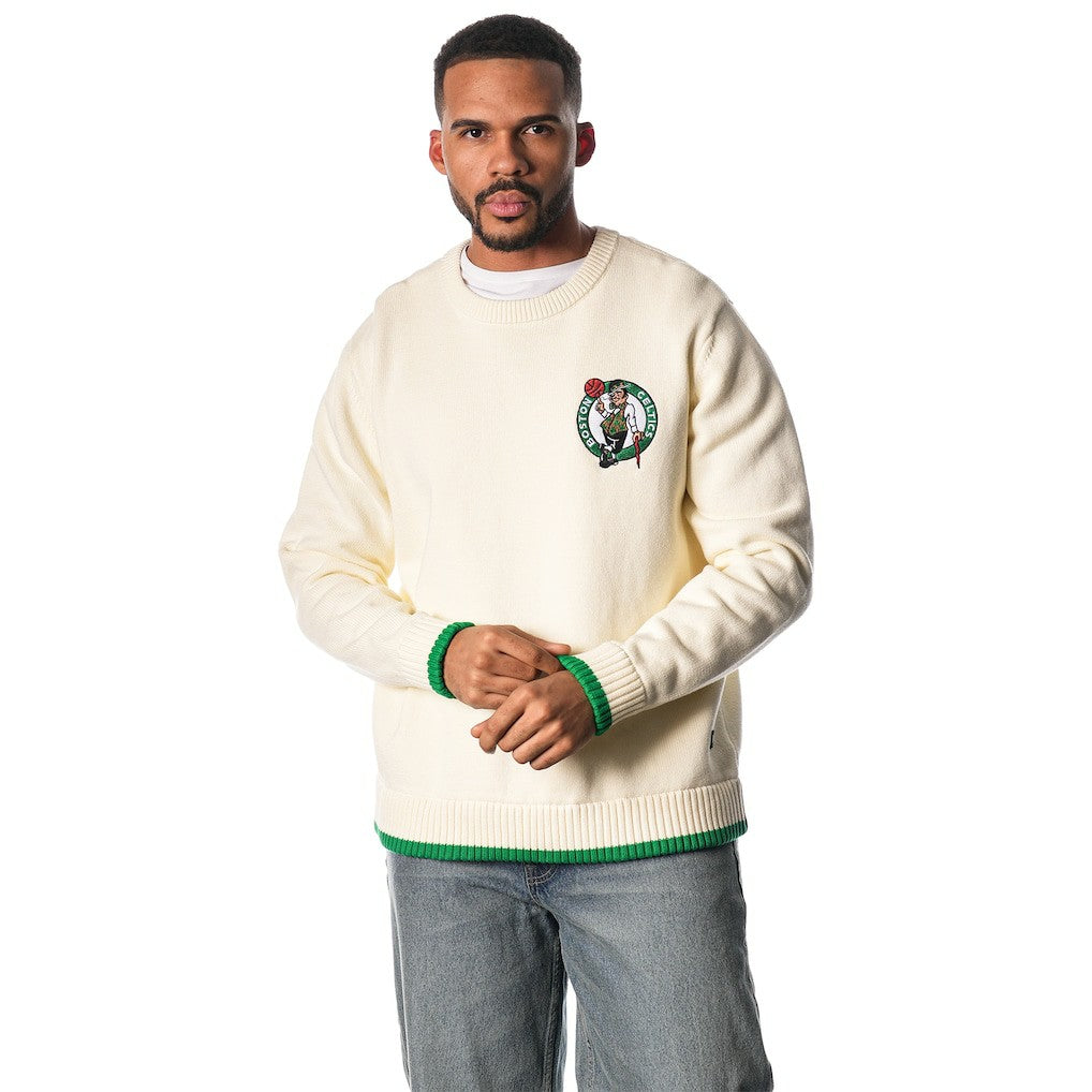 Cream Boston Celtics The Wild Collective Unisex Jacquard Knit Pullover Sweater | NBA