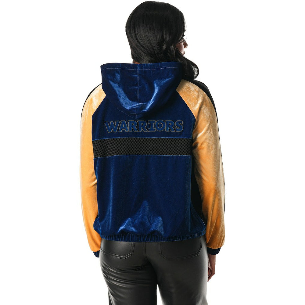 Blue Golden State Warriors The Wild Collective Women's Velour Full-Zip Track Jacket Hoodie sale | NBA