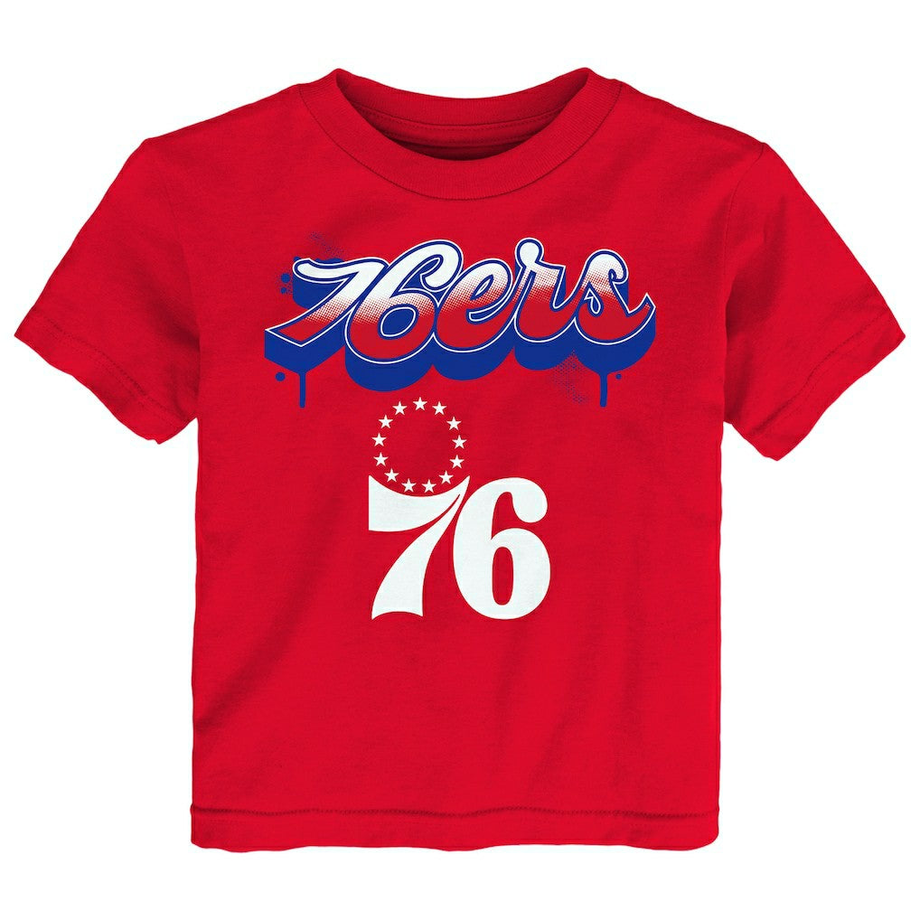 Red Philadelphia 76ers Youth Bubbly Script T-Shirt | NBA