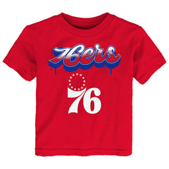 Red Philadelphia 76ers Youth Bubbly Script T-Shirt | NBA