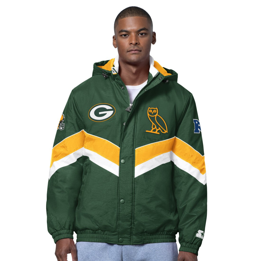 Green Bay Packers OVO x Starter Sideline Full-Snap Puffer Jacket | NFL New