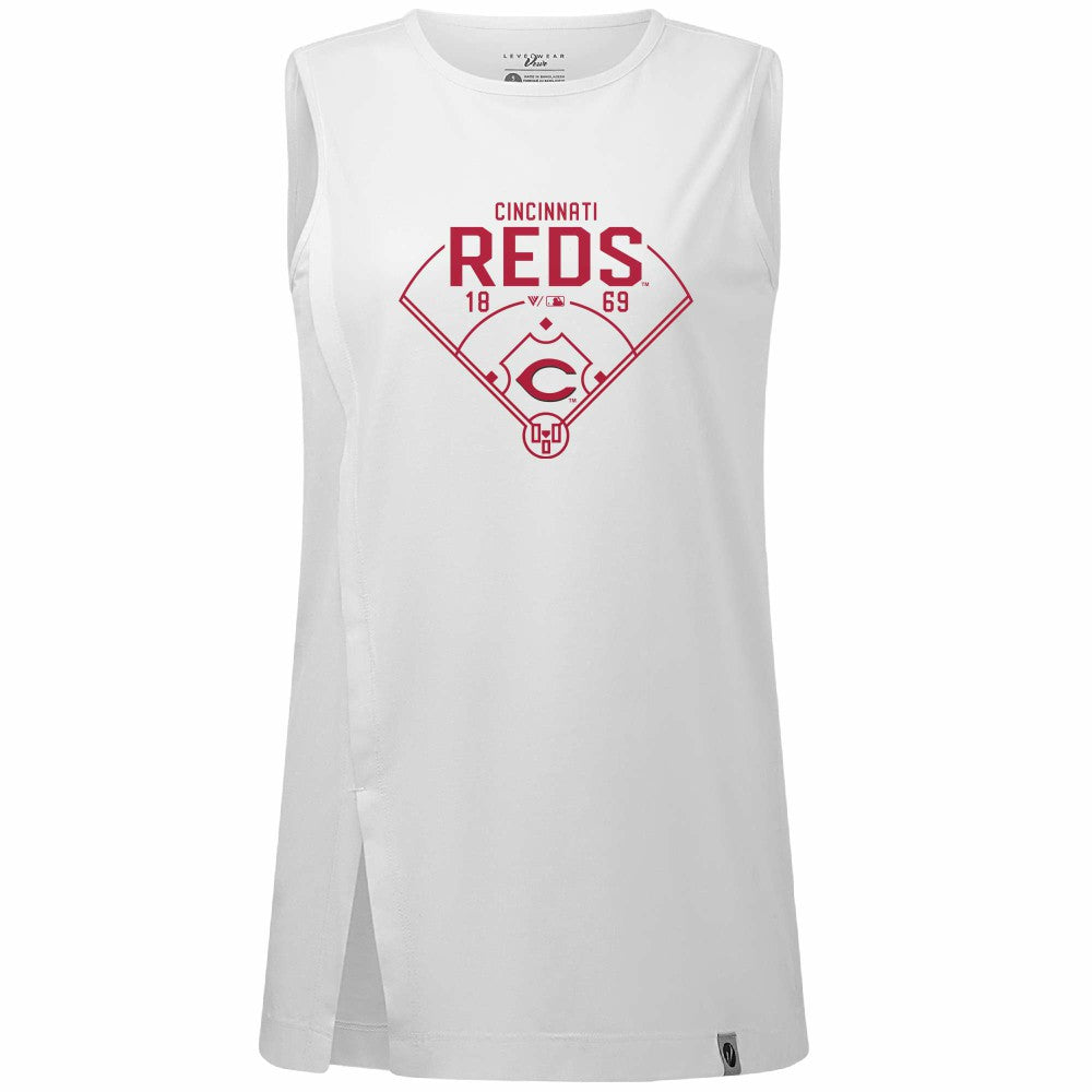 Cincinnati Reds Levelwear Women's Influx Home Field Tank Top - MLB Tanks