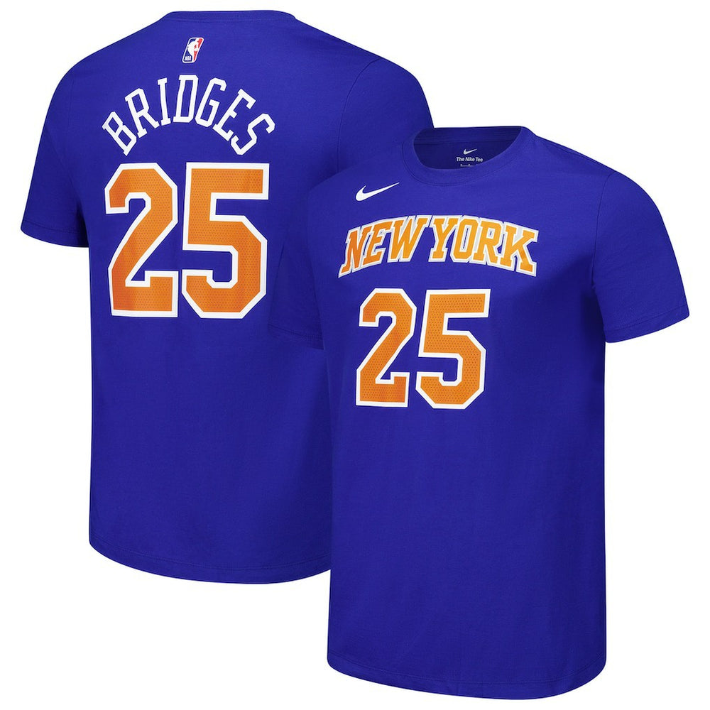 Blue Mikal Bridges New York Knicks Unisex Name & Number T-Shirt | NBA