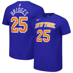 Blue Mikal Bridges New York Knicks Unisex Name & Number T-Shirt | NBA