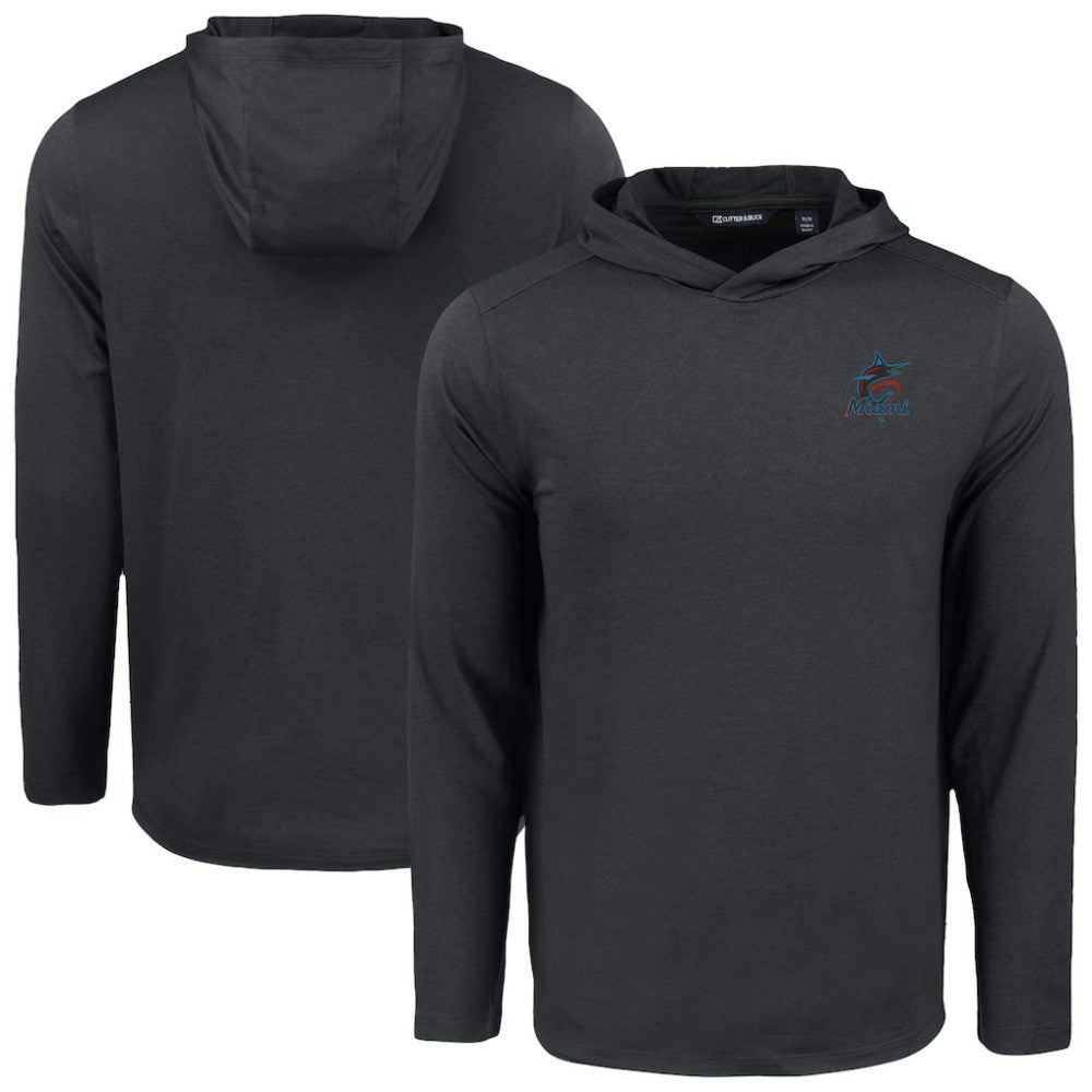 Miami Marlins Cutter & Buck Coastline Epic Comfort Recycled Eco Hoodie Long Sleeve T-Shirt - MLB Hoodies