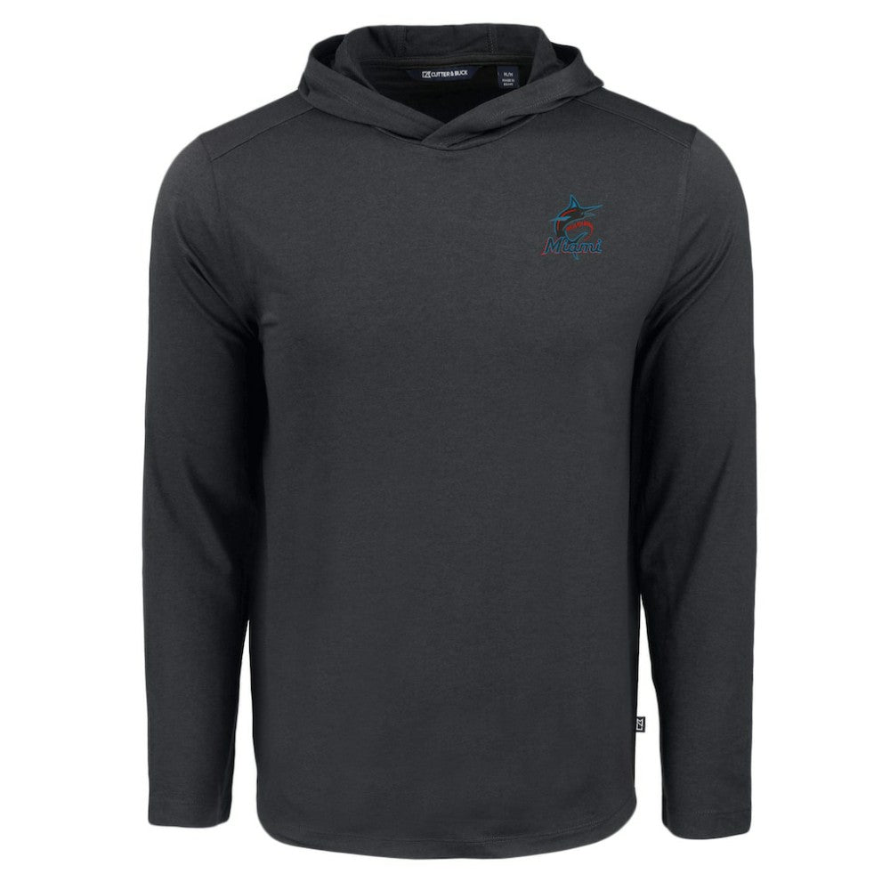 Miami Marlins Cutter & Buck Coastline Epic Comfort Recycled Eco Hoodie Long Sleeve T-Shirt - MLB Hoodies