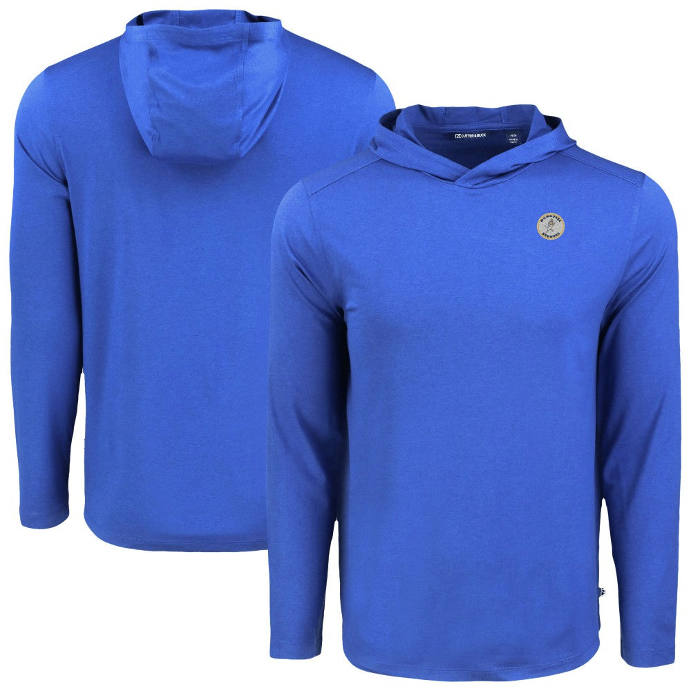 Milwaukee Brewers Cutter & Buck Coastline Epic Comfort Recycled Eco Hoodie Long Sleeve T-Shirt - MLB Hoodies