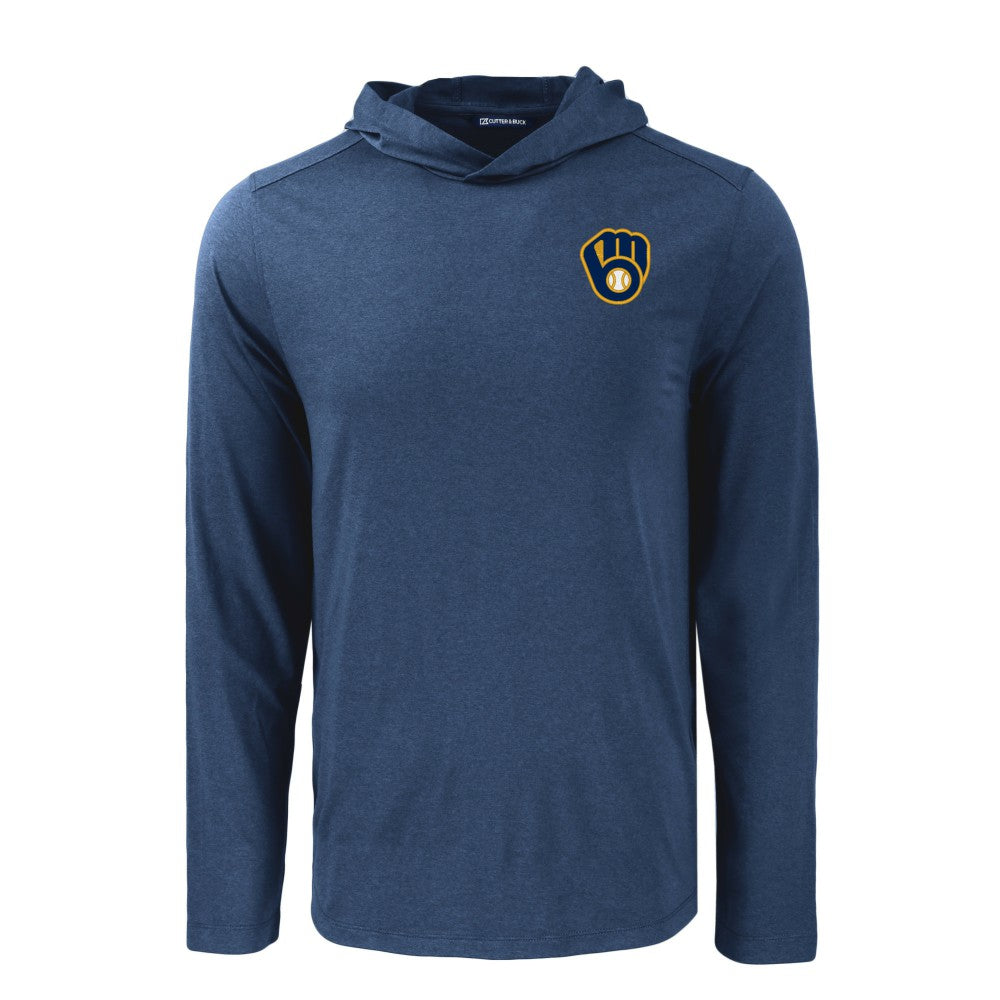 Milwaukee Brewers Cutter & Buck Coastline Epic Comfort Recycled Eco Hoodie Long Sleeve T-Shirt - MLB Hoodies