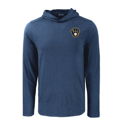 Milwaukee Brewers Cutter & Buck Coastline Epic Comfort Recycled Eco Hoodie Long Sleeve T-Shirt - MLB Hoodies