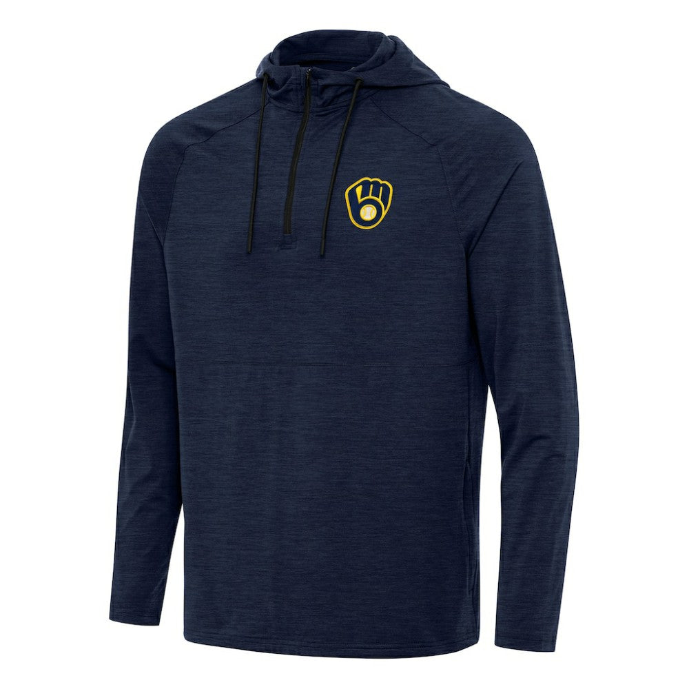 Milwaukee Brewers Antigua Spikes Quarter-Zip Pullover Hoodie - MLB Hoodies