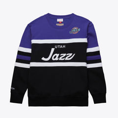 Black/Purple Utah Jazz Hardwood Classics Vintage Logo Head Coach Pullover Sweatshirt | NBA